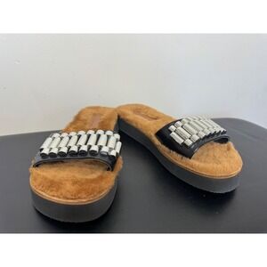 3.1 Phillip Lim Eva Watch Strap Slide Black Leather Fur Lined Sz 38